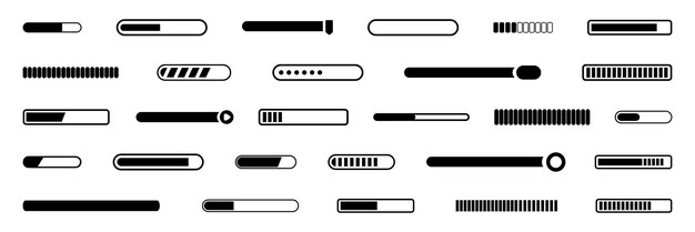 Loading or update bar element collection Set of loading bar progress loading bar progress icons load signs Loading bar progress icons isolated on white background