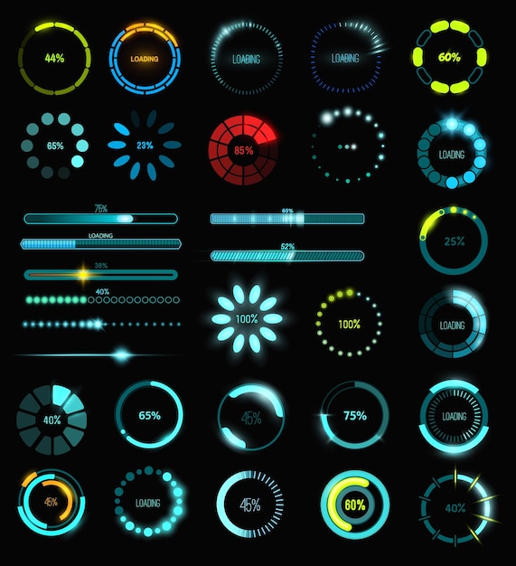 loading process and status bar icons hud interface