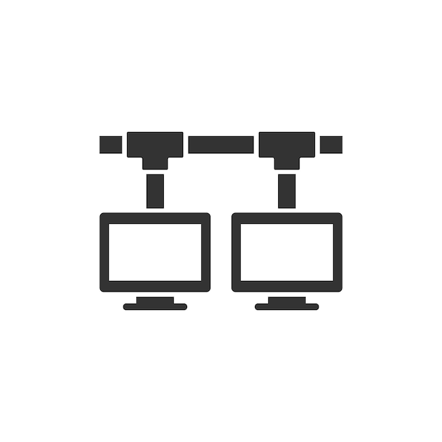 Local area network icon in black and white