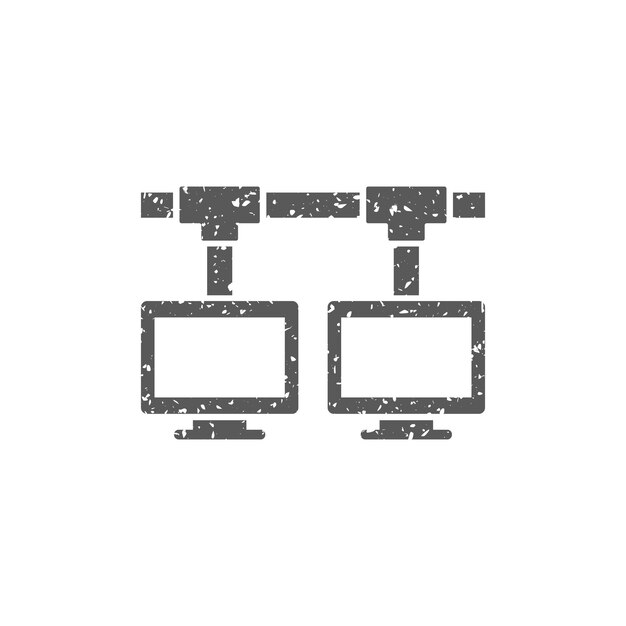 Local area network icon in grunge texture vector illustration