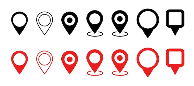 Location map pin icons set Modern map marker collection Pinpoint Location pin icon