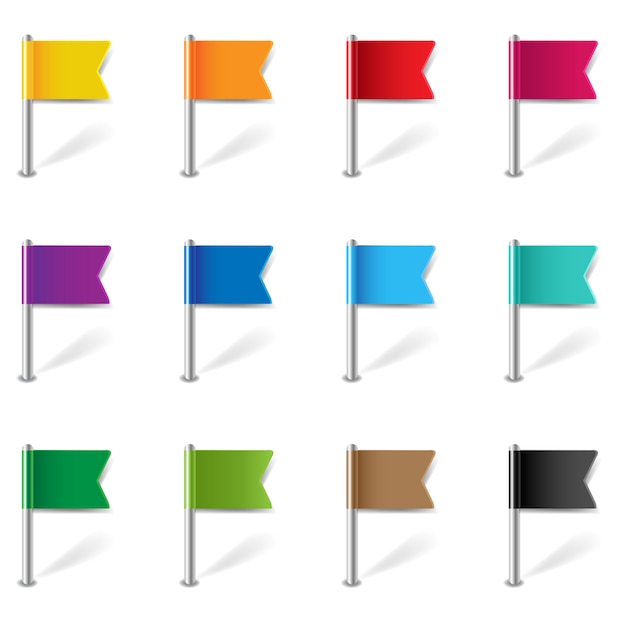 Location Pin Flags Set Isolated