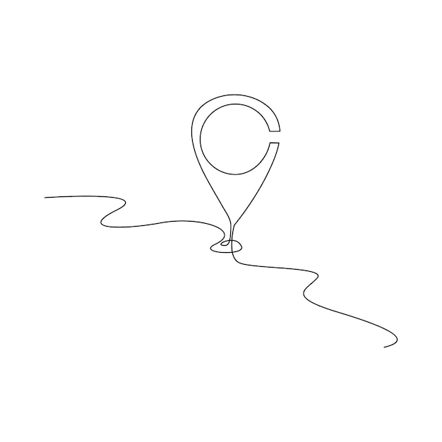 Location pointers one continuous line drawing isolated on white background minimalist design