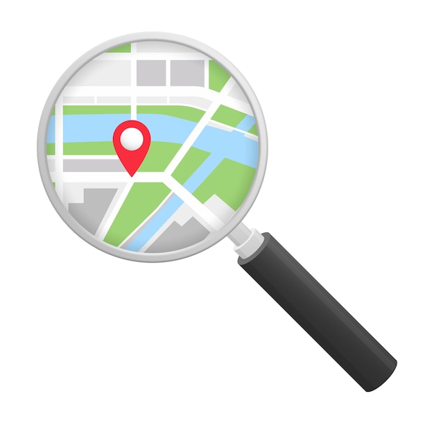 location search with magnifying glass and map