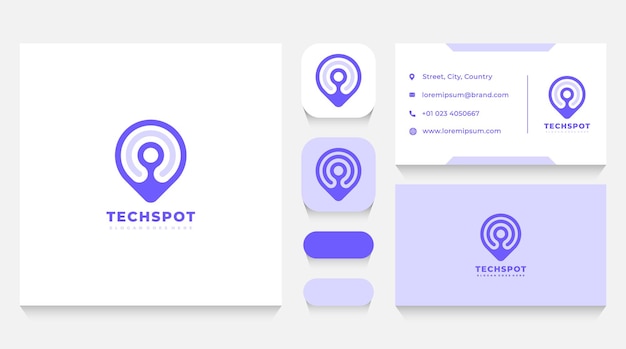 location spot logo template and business card