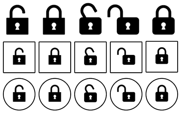 Lock icon safety security save confidential secret private web buttons collection protection