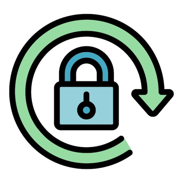 lock secure icon outline lock secure vector icon color flat isolated
