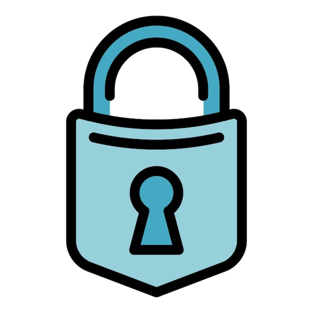 Lock security icon Outline lock security vector icon color flat isolated