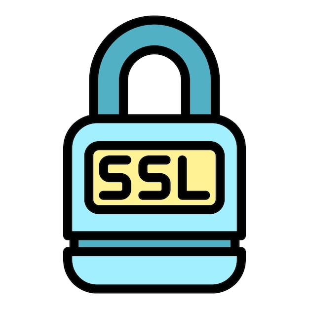 Lock ssl icon Outline lock ssl vector icon color flat isolated