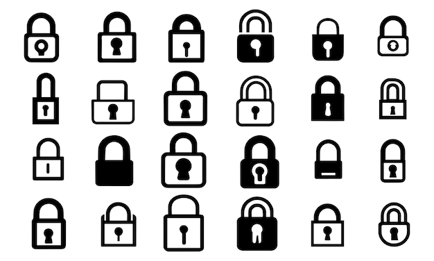 locked icon set isolated on white background Vector illustration