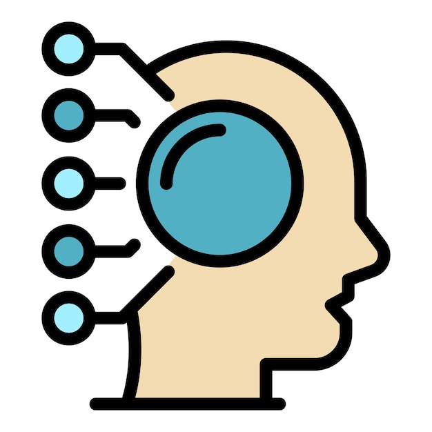 Logic critical thinking icon outline vector Business mind Think human color flat