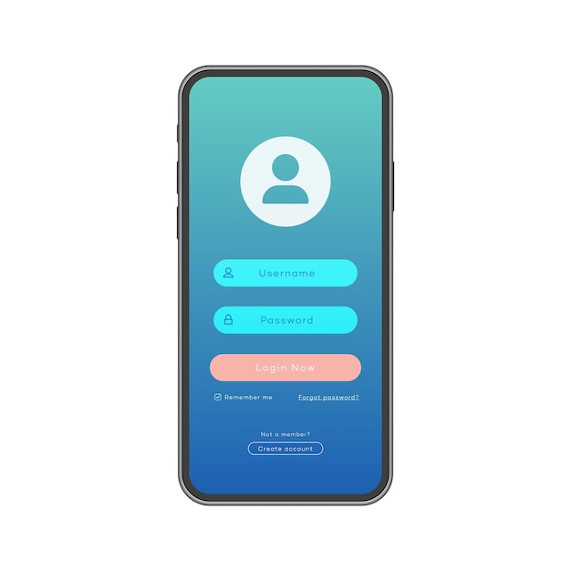 Login form page on modern background gradient style for website ui elements online registration smartphone mockups app development user profile access to account concept Vector 10 eps