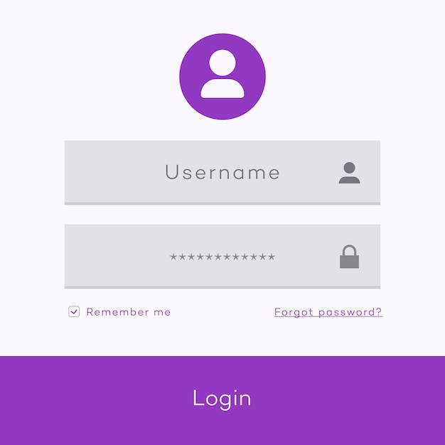 Login form page template for online registration app development smartphone mockups website ui elements user profile access to account concept Vector 10 eps