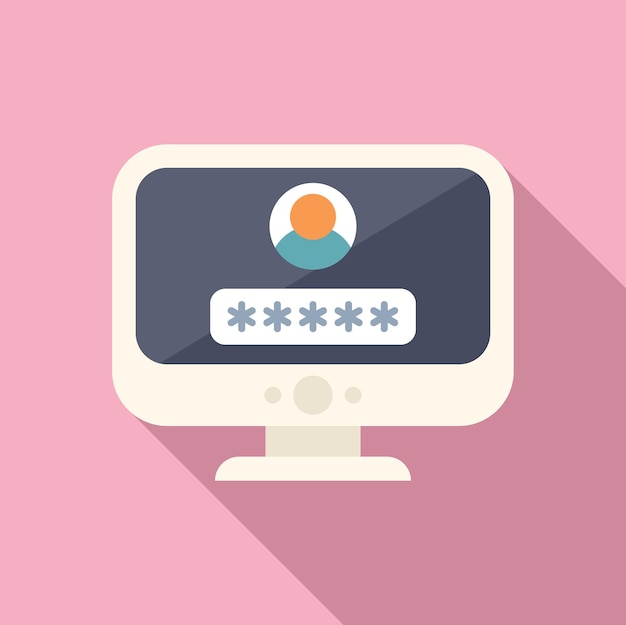 Login home computer icon flat vector Number online form