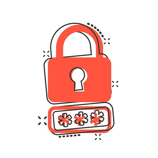 Login icon in comic style Password access cartoon vector illustration on white isolated background Padlock entry splash effect business concept