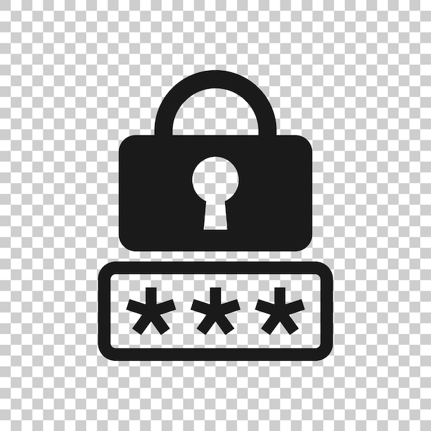 Login icon in flat style Password access vector illustration on white isolated background Padlock entry business concept