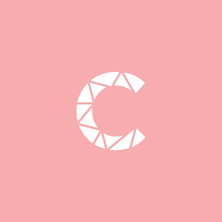 Logo C is white with pink background