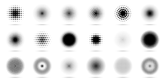 Logo design element halftone circular dotted frames set