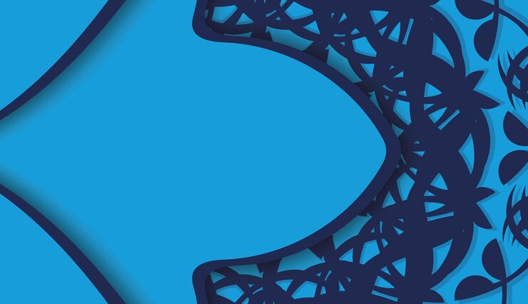 Vektör logonuzun altındaki tasarım için mandala desenli mavi renkli baner