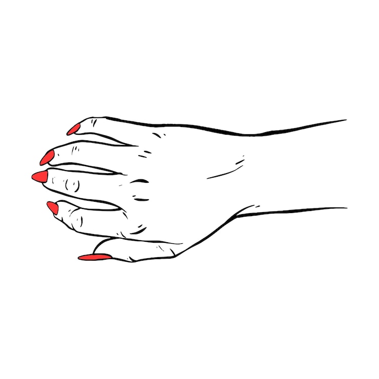 Vektör long red nails hand drawn gesture sketch vector illustration line art