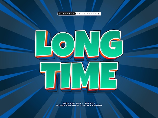 long time editable text effect in kids style