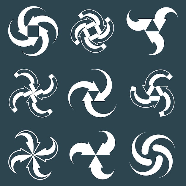 looping arrows vector abstract symbol collection, single color conceptual special made 3d icon set.