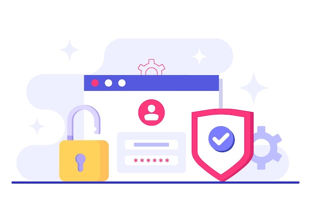 Lösenord säker åtkomst platt illustration vektor mall information integritet Kontoskydd