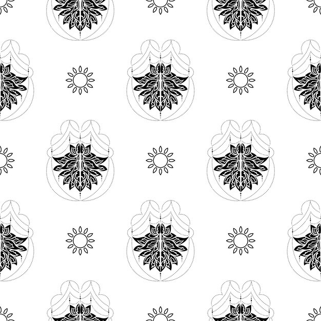 Lotus seamless pattern Black and white Good for covers fabrics postcards and printing Vector