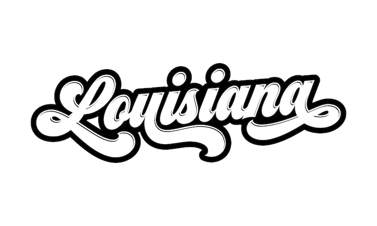Vektör louisiana el yazısı tasarımı kaligrafi vektörü louisiana metin vektörü trend typography design