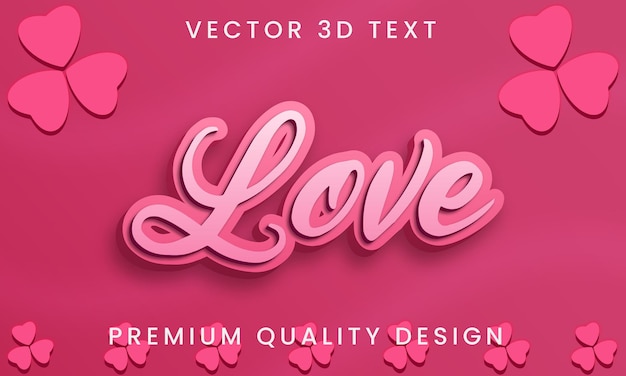 Love editable 3d text effect template