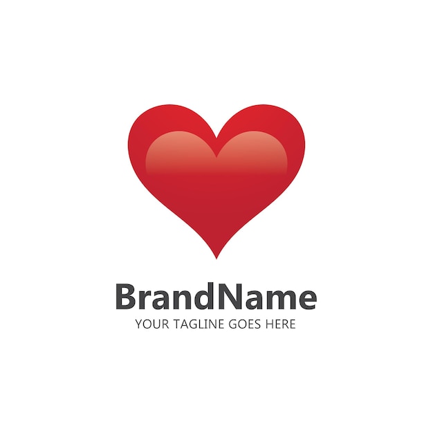 Love heart red logo icon vector template