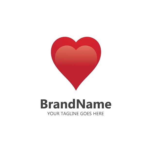 Love heart red logo icon vector template