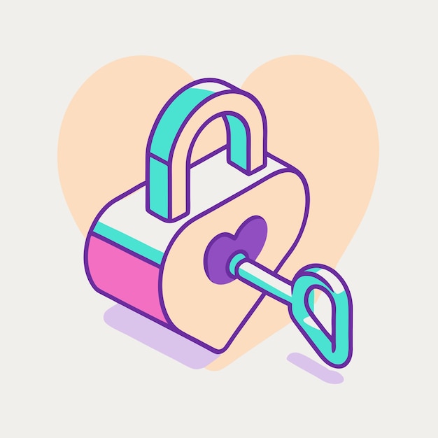 Love lock letter box isometric vector icon illustration 5