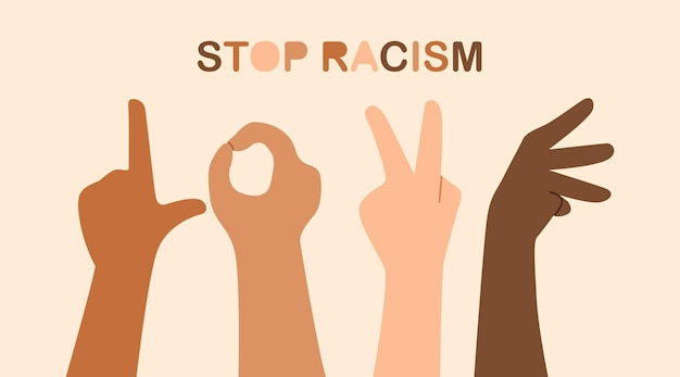 Love Sign Stop Racism Vector Illustration Concept