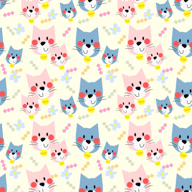 Lovely cats seamless pattern