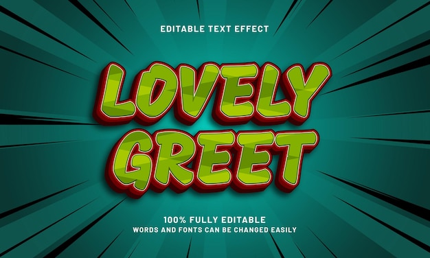 lovely greet editable text effect with a greet good and best theme