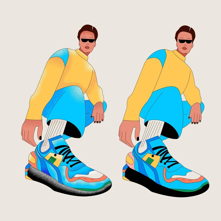 low angle shot men vector illustration with texture.