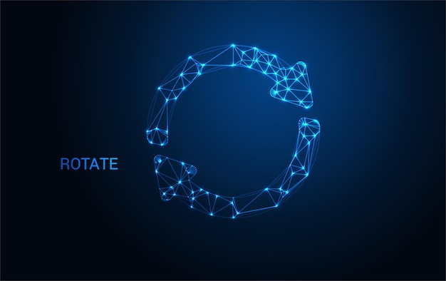 Low Poly Rotate Icon Glowing Blue Circular Arrow Symbol for Refresh Sync UI Design and Digital Interface Concepts