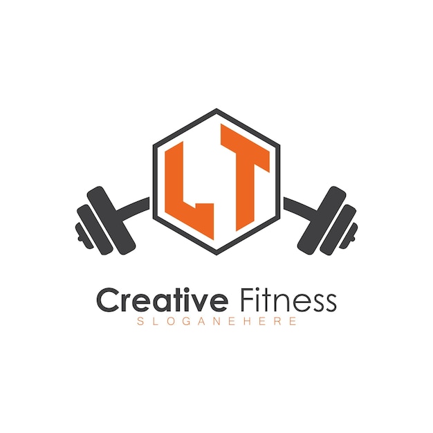 LT initial monogram for Fitness logo with Polygon style design