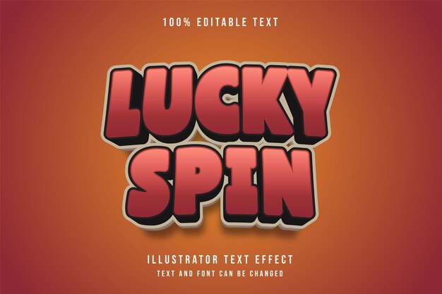 Lucky spin,3d Editable text effect red gradation black style