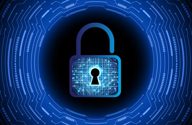 Lukket hængelås på digital baggrund – cybersikkerhed