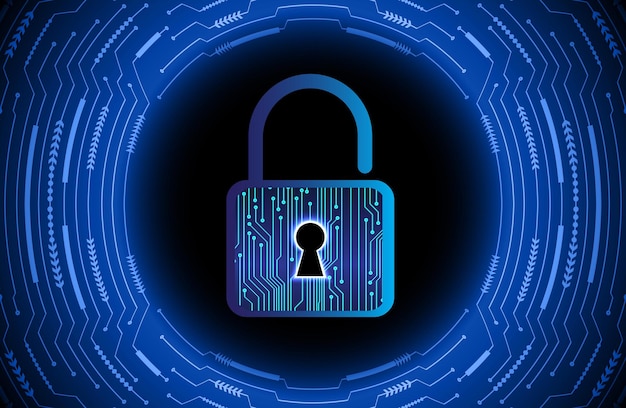 Lukket hængelås på digital baggrund – cybersikkerhed