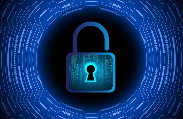 Lukket hængelås på digital baggrund – cybersikkerhed