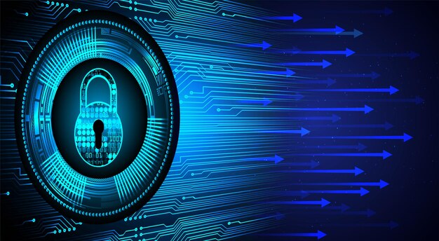 Lukket hængelås på digital baggrund – cybersikkerhed