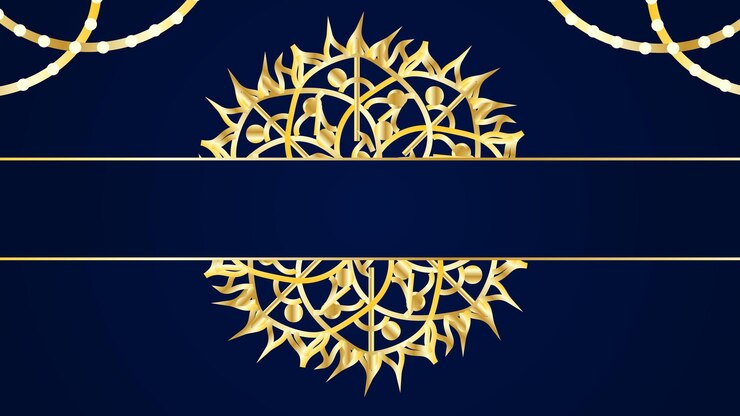 Vektör lüks mandala altın rengi ve lacivert arka plan zarif görünüm banner şablonu