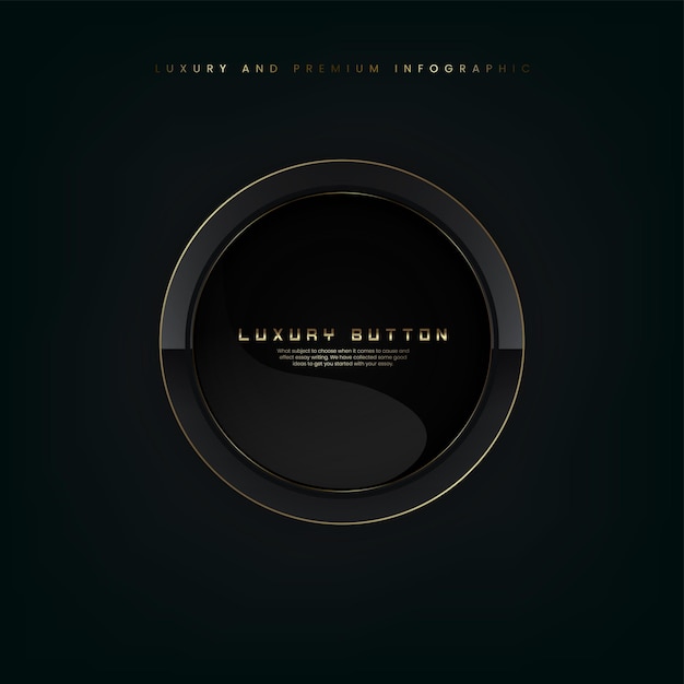 luxury abstract button on dark background with geometric shape black paper layers element