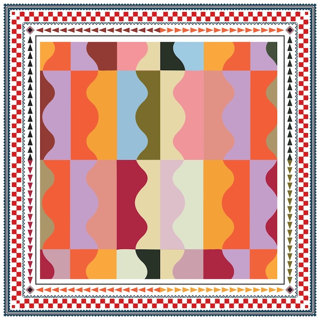 Luxury Abstract geometric shape background designer scarf retro base print placement