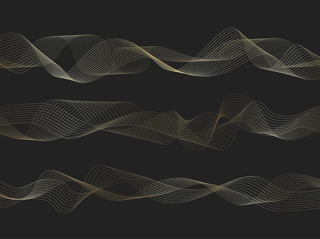 Luxury abstract gold wavy line pattern Elegant golden color smooth gradient Premium