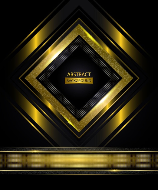 LUXURY BLACK ABSTRACT BACKGROUND WITH GOLDEN RECTANGLE SHAPE VECTOR