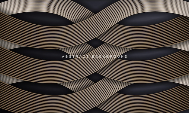 Luxury black abstract background with golden wave lines element